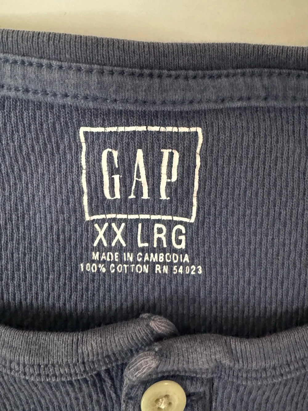 GAP Slate Blue Thermal Henley Shirt